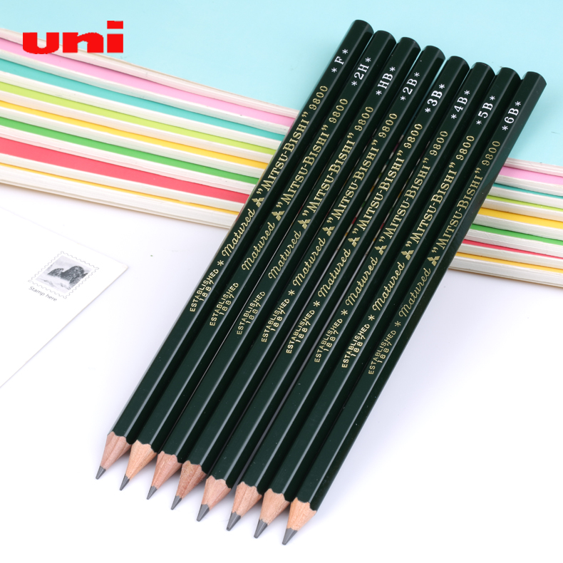 [HCM]BỘ 6 CÂY BÚT CHÌ PHÁC THẢO UNI MITSUBISHI 9800 (B HB 2B 4B 5B 6B)