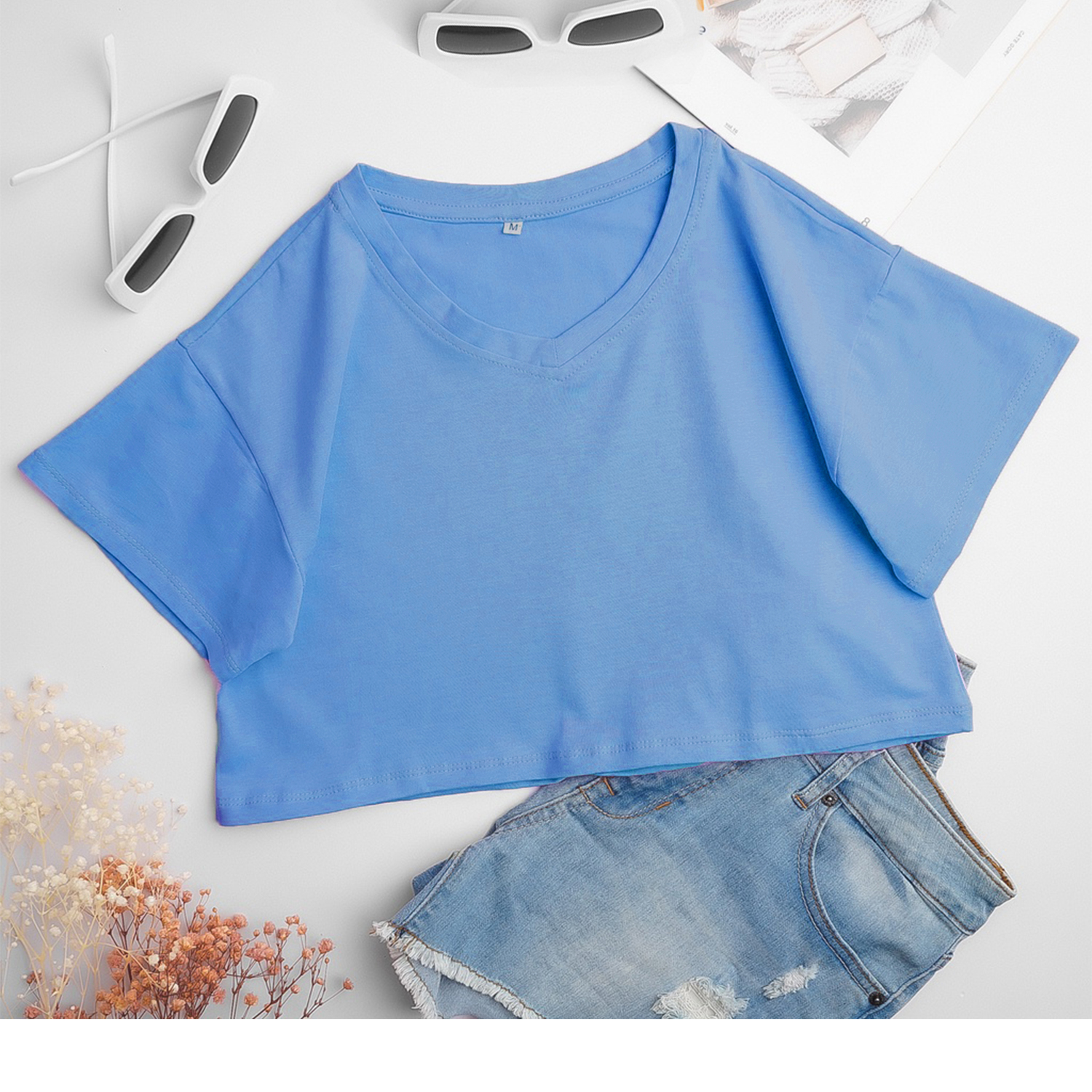 Áo thun croptop form rộng cổ tim PASSION kiểu dáng Ulzzang form rộng, croptop form rộng cổ chữ V