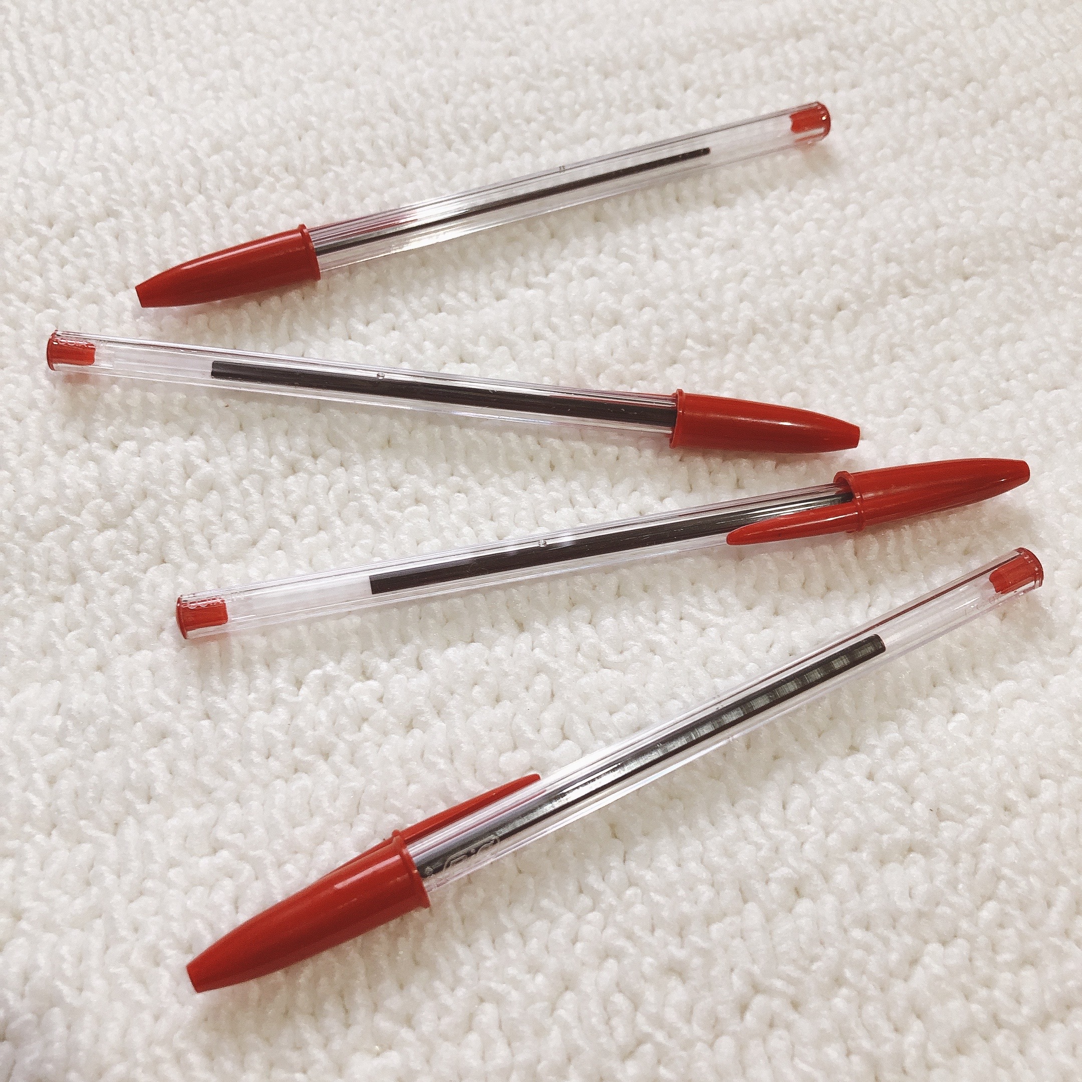 [HCM]COMBO 4 BÚT BI BIC ĐỎ PEN TAPPING THÂN TRONG CRISTAL