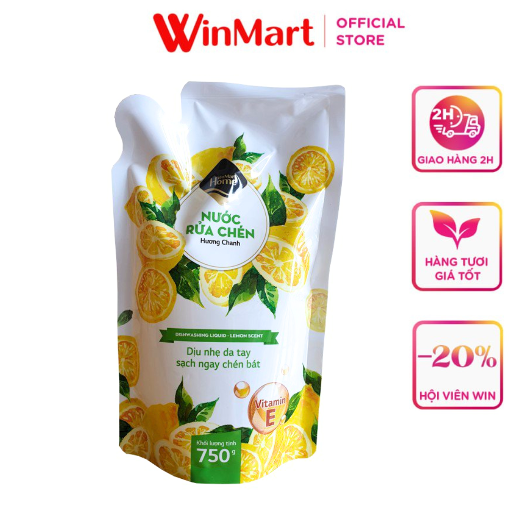 [Siêu thị WinMart] - Nước rửa chén WinMart Home chanh túi 750g
