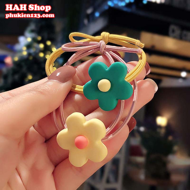 (Combo 5 dây, 5 màu) Dây buộc tóc hoa 5 cánh nhiều màu cột tóc cute phong cách Hàn Quốc