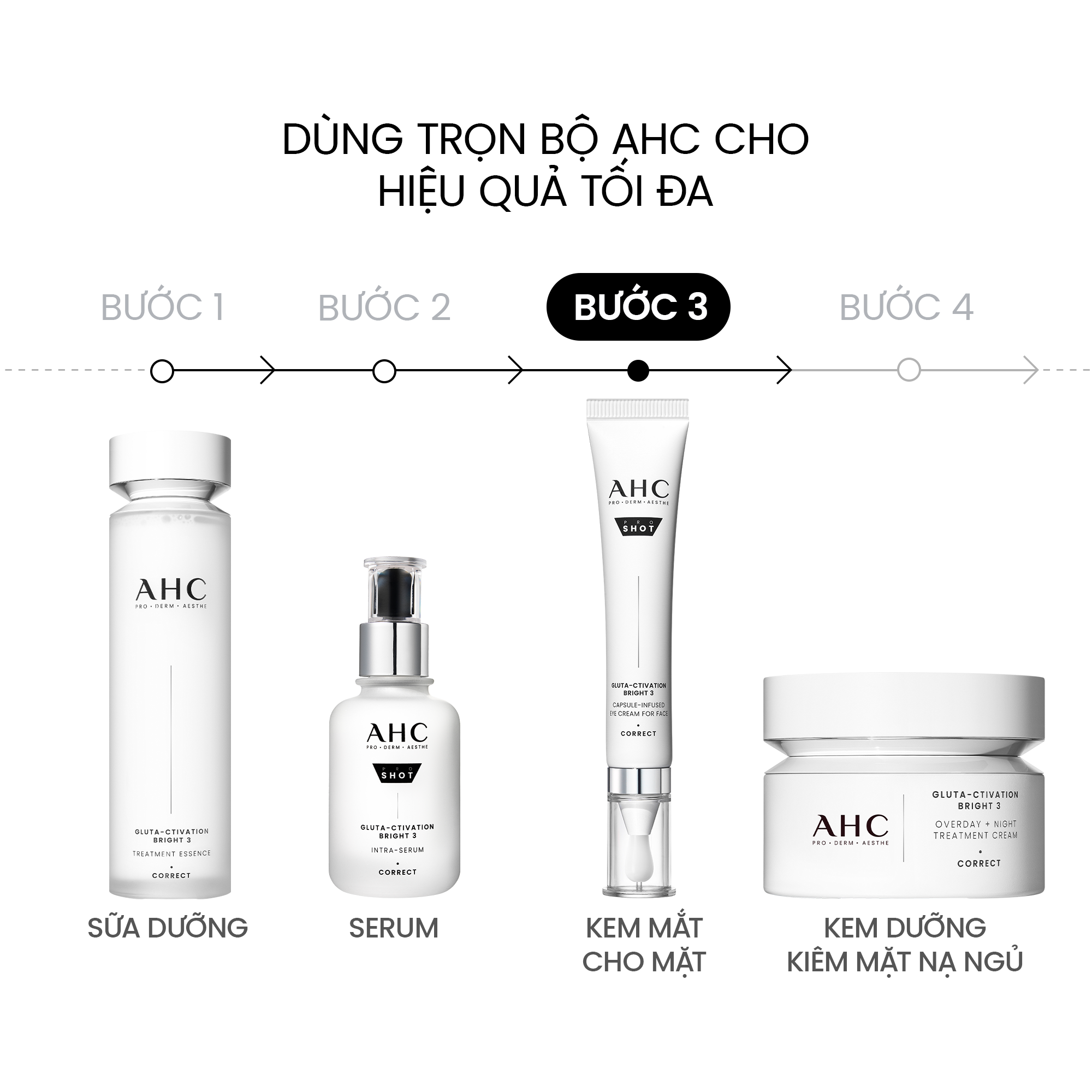 Kem mắt cho mặt mờ nám sáng da PROSHOT GLUTA-CTIVATION BRIGHT 3 AHC 30ML - Hình ảnh 8
