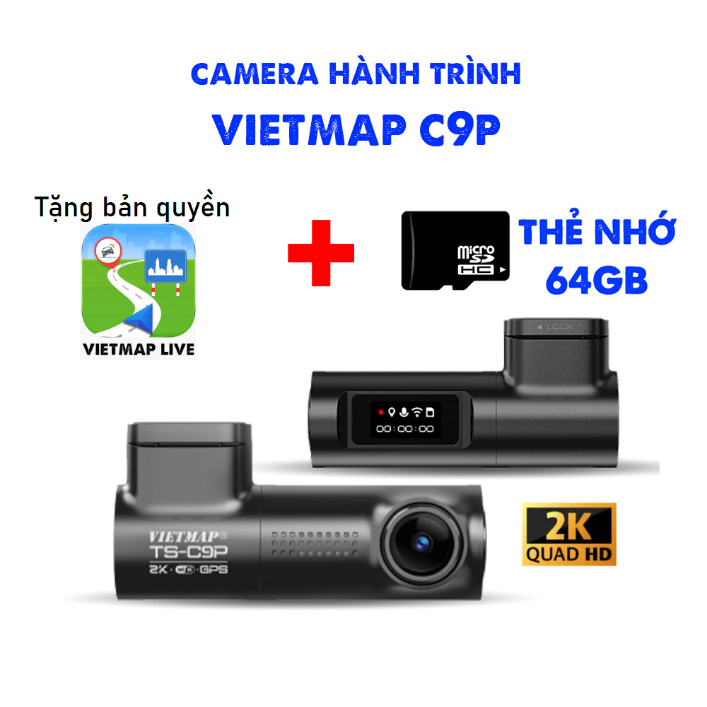 Camera hành trình vietmap ts-c9p độ phân giải 2k tích hợp gps tặng bản quyền vietmap live 1 năm
