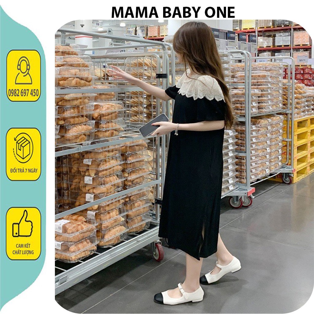 Váy bầu suông tăm phối ren\