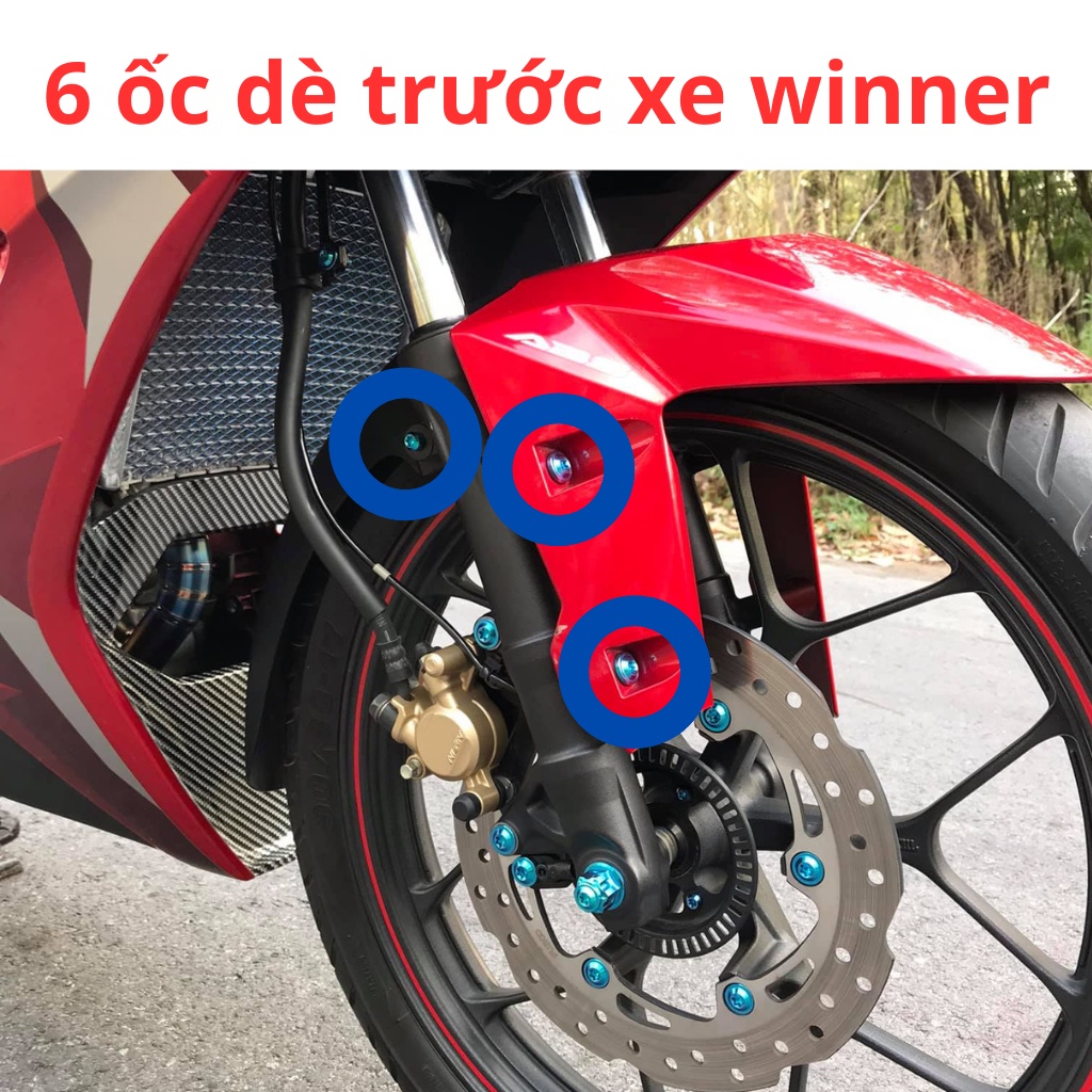 Ốc titan gr5 gắn heo dầu xe winner winnerx v1 v2 v3 2 màu lục bảo và tím hàng chuẩn chất lượng cao