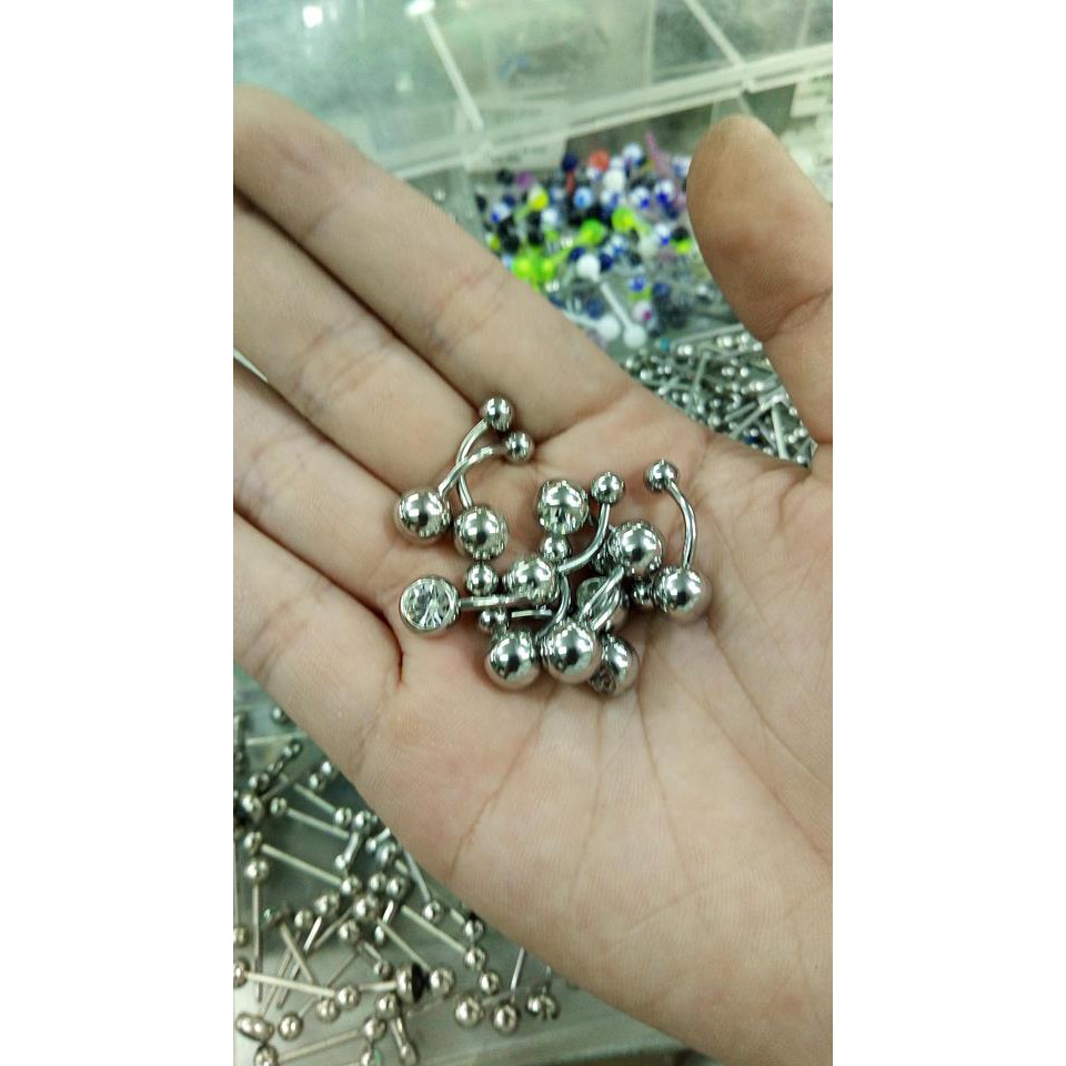👑 krcb10-khuyên rốn basic một đầu đá không gỉ ( ảnh thật25k 1 chiếc - xuân shop chuyên khuyên nhập thái