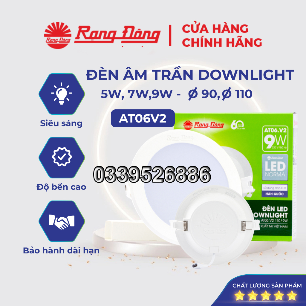 Đèn LED âm trần Rạng Đông 7W Փ90, SAMSUNG chipLED