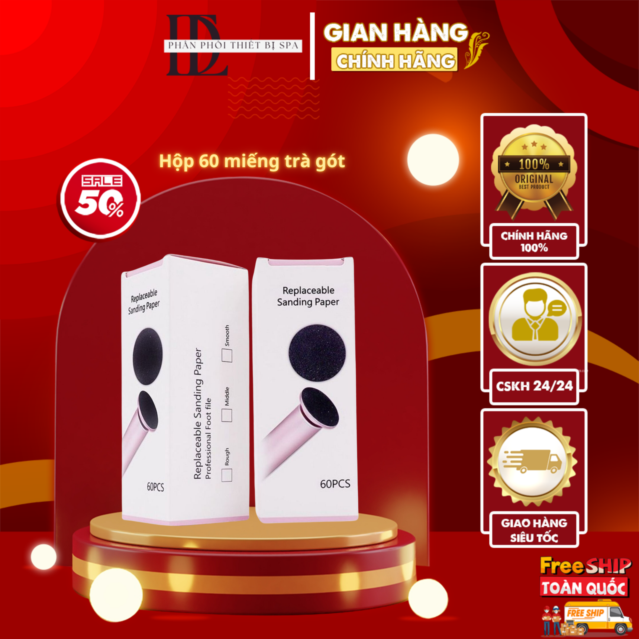 Hộp miếng chà gót hộp 60 miếng