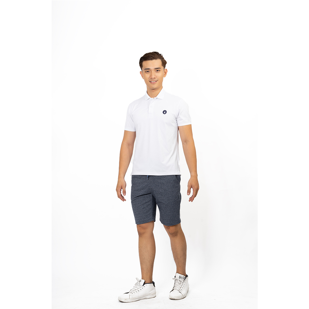 Áo thun polo nam novelty trơn màu trắng natmttmpsr200017n