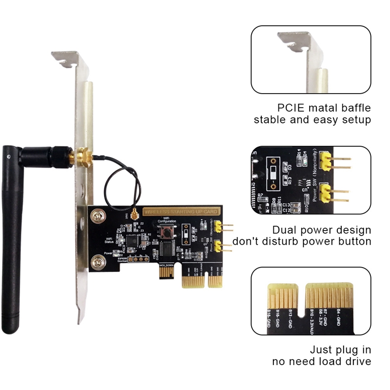 WiFi Wireless Smart Switch Relay Module Mini PCI-E Desktop Switch Card Restart Switch Turn On/OFF PC Remote Control