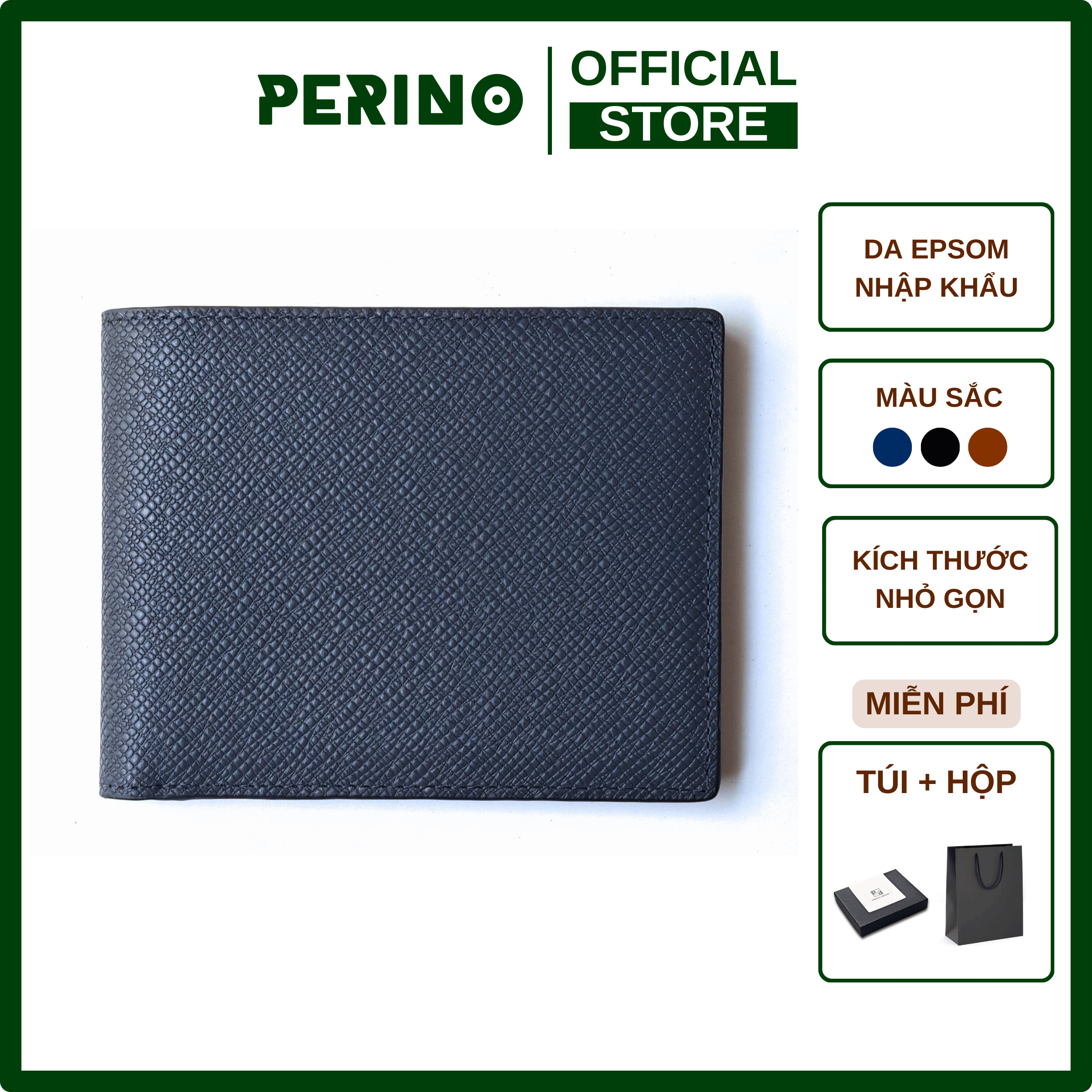 Perino fashion nice men's cowhide genuine leather mini high grade wallet with box-p009
