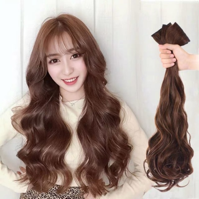 Tóc Giả Kẹp Phồng 💕❤️Tóc Kẹp Phím Phồng Xoăn Dài,  1 sét gồm 3 dải kẹp, sợi tơ cao cấp