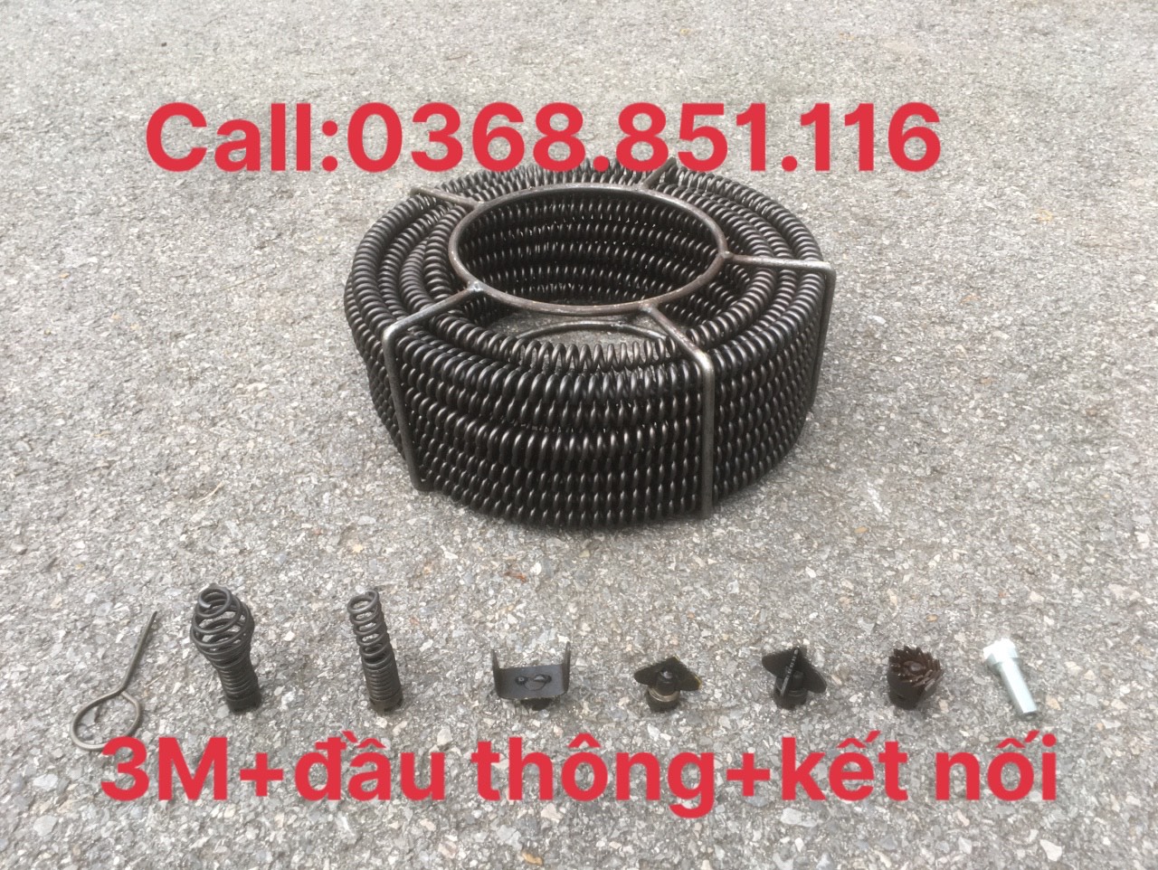 Dây thông tắc cống 3m, đánh bồn cầu, bồn rửa bát dùng cho máy khoan