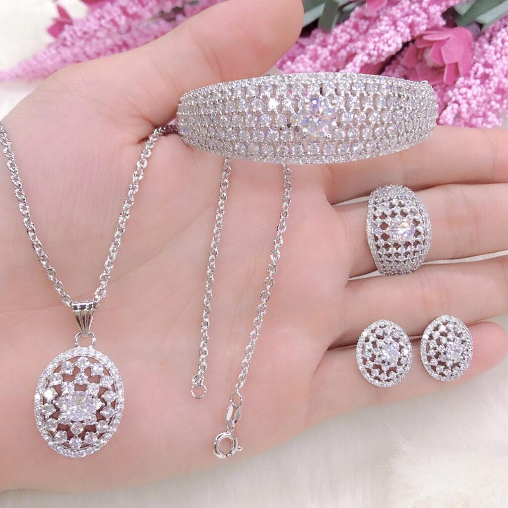 Bộ Trang Sức Bạc KB413041909 Gadoshop (Không Bay Màu Không Đen) - Dùng Đi Tiệc Cực Kì Sang Chảnh