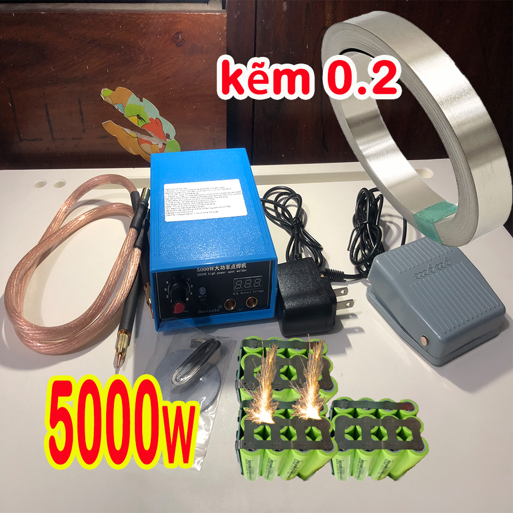Máy hàn điểm 5000w xanh dương, máy hàn cell pin 18650