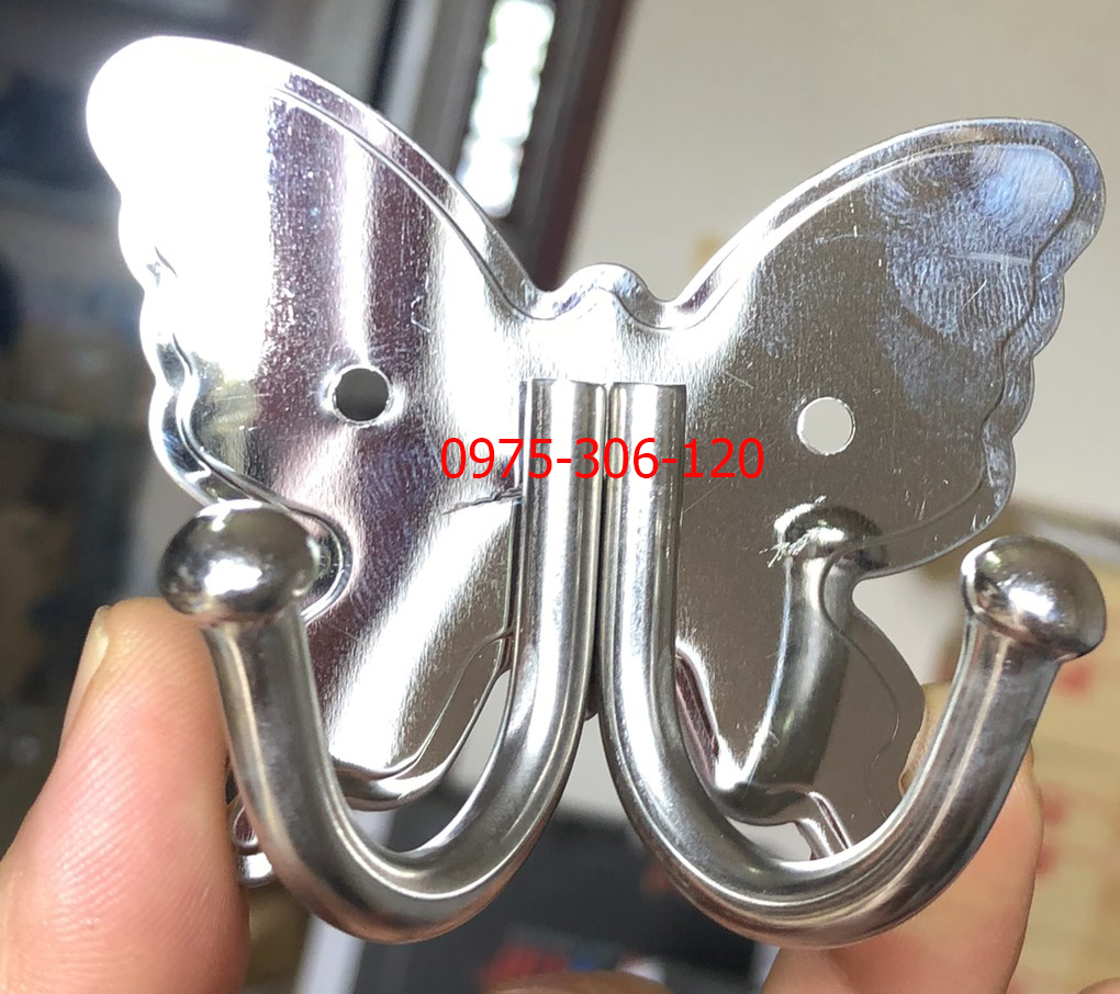 Móc Treo quần áo gắn tường 100% inox MÓC TREO HÌNH BƯỚM 2 MÓC móc áo
