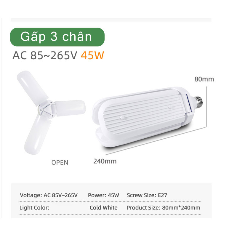 Bóng đèn 3 cánh quạt 45W siêu sáng