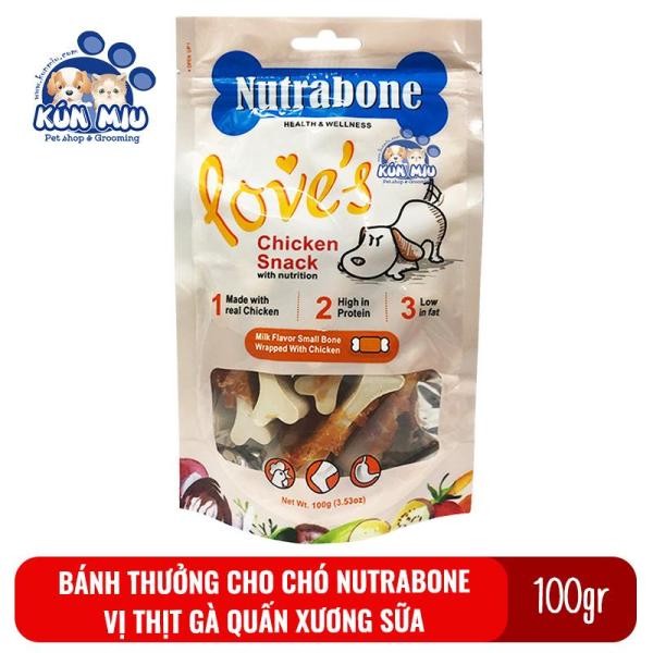 Bánh Thưởng Cho Chó Nutrabone 100Gr Vị Thịt Gà Và Sữa - Milk Flavor Small Bones Wrapped With Chicken