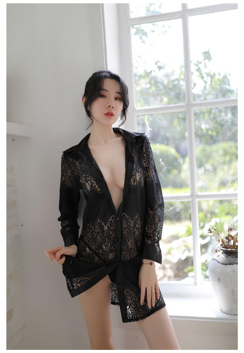 Áo sơ mi ngủ ren cao cấp form giấu quần