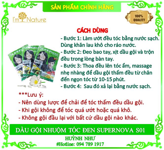 DẦU GỘI NHUỘM TÓC SUPERNOVA S01 (30ml) - GIÚP TÓC ĐEN - 1 GÓI