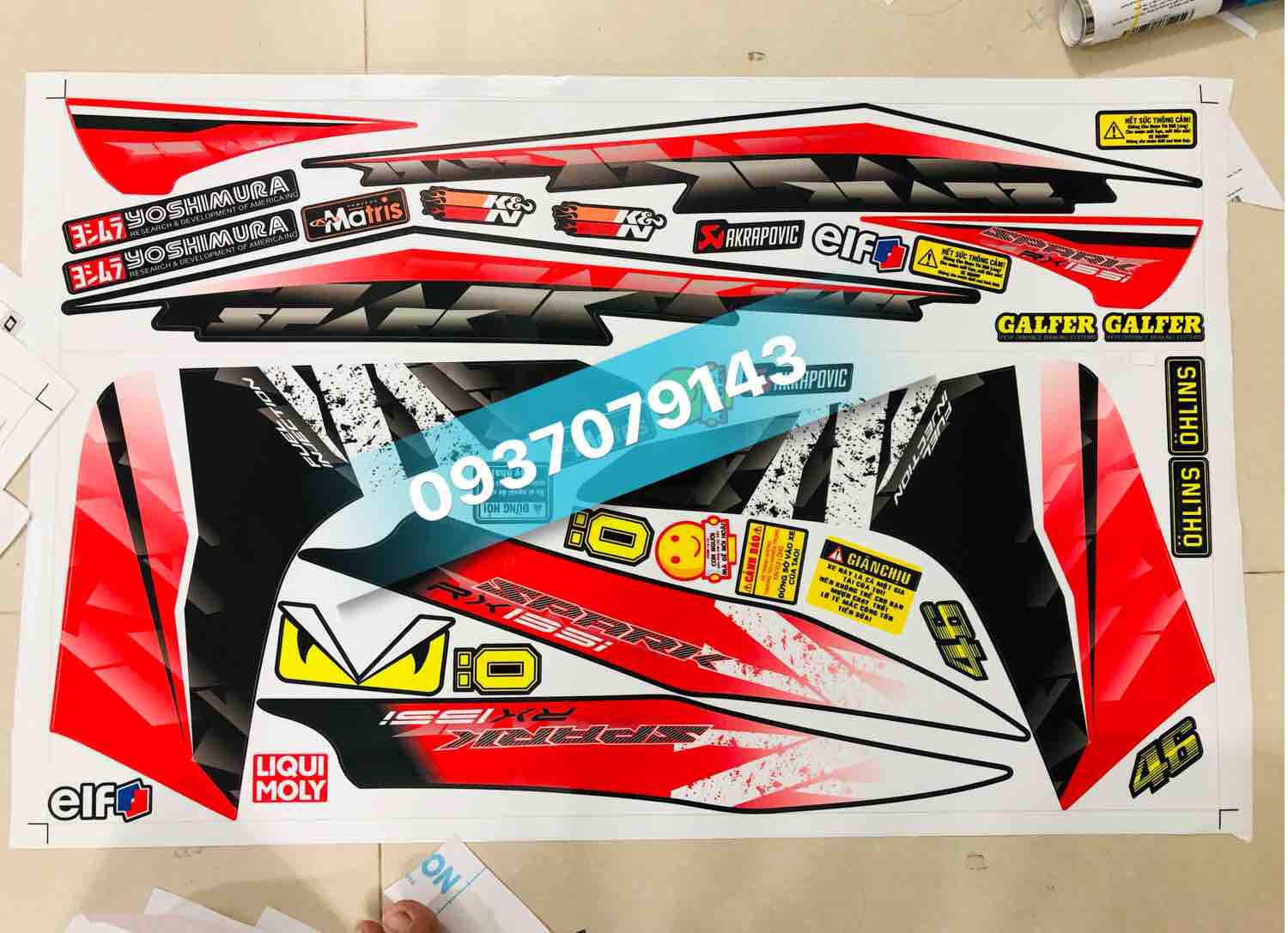 Tem rời ex 2010 Spark RX đỏ đen