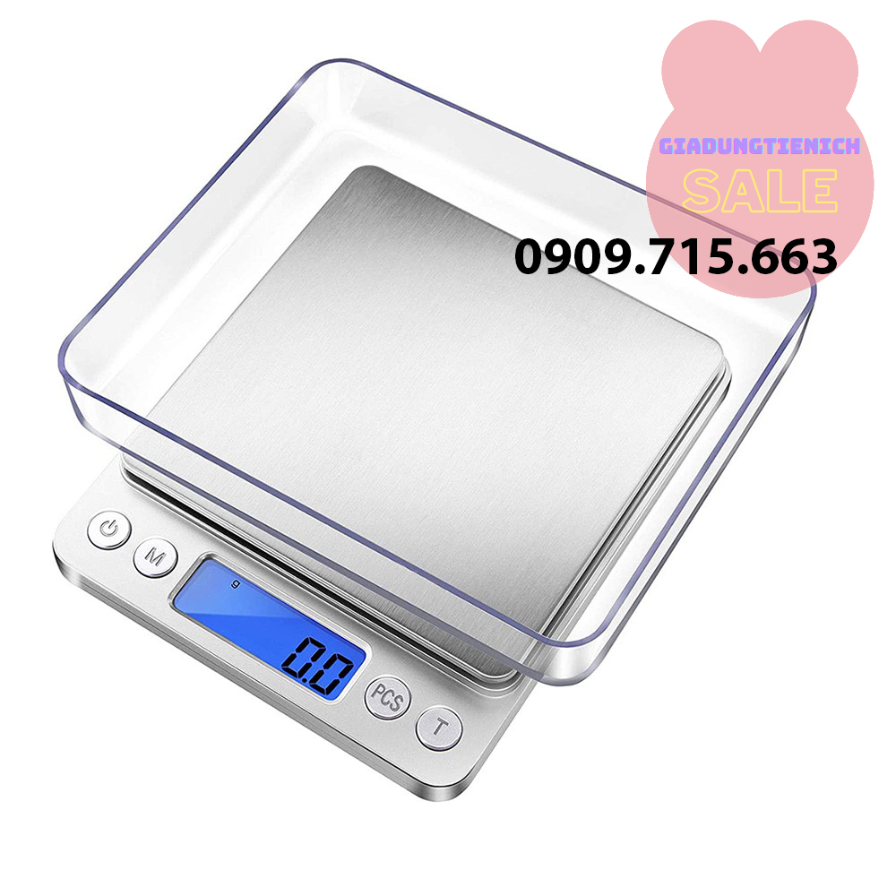 Cân tiểu ly điện tử platform 3kg , cân điện tử mini inox i-2000