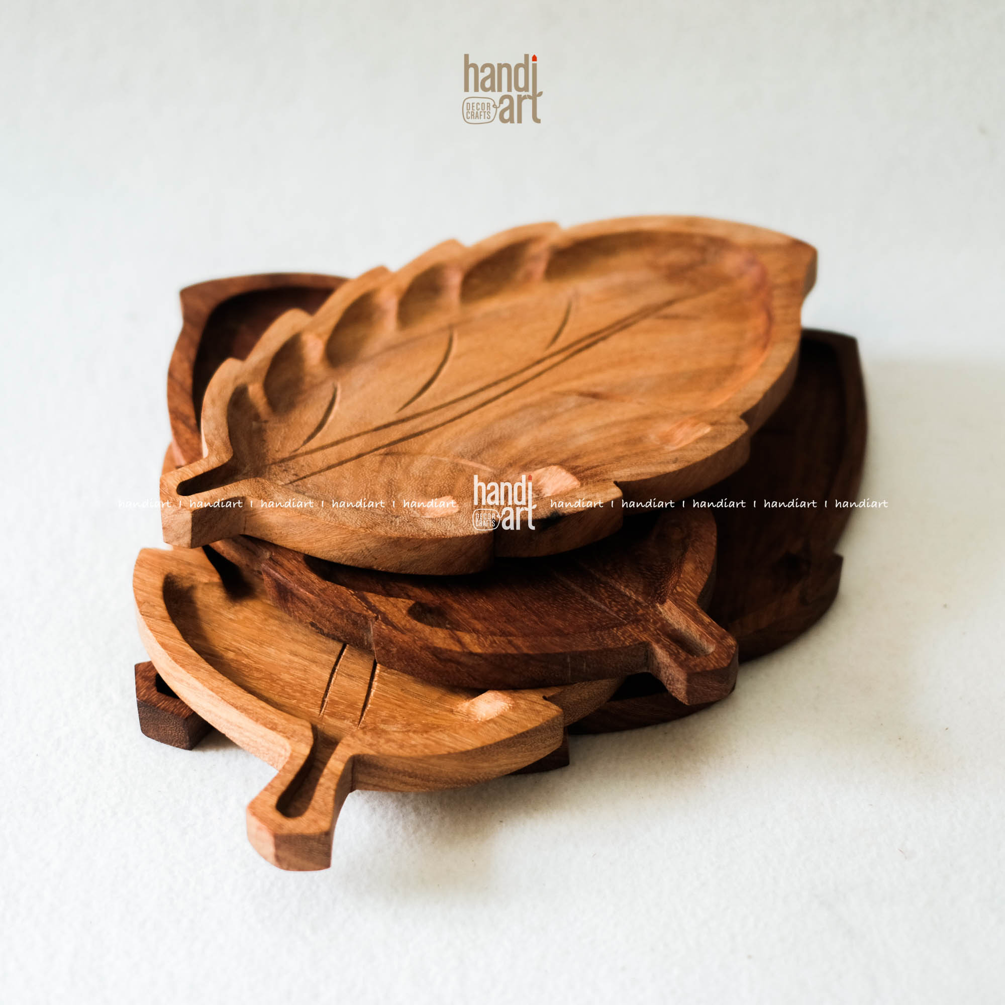 Tray red wood leaf pattern, wooden tray handmade