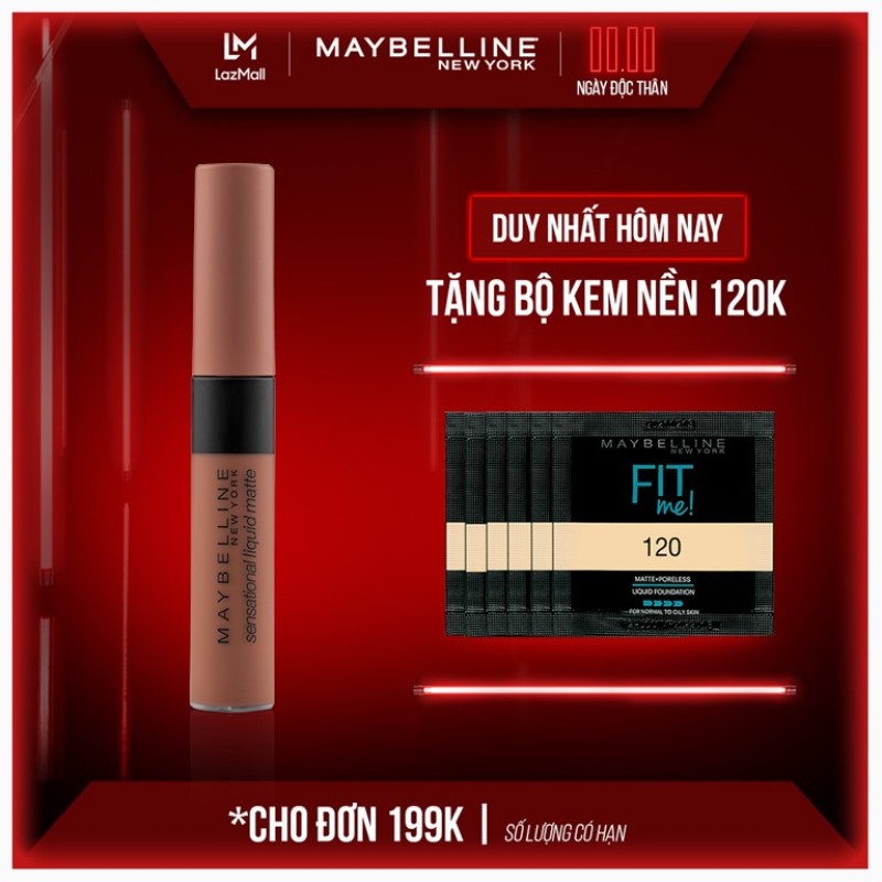 Son Kem Lì Nhẹ Môi Phiên Bản Tông Đất Maybelline New York Sensational Liquid Matte The Nudes Lipstick 7ml