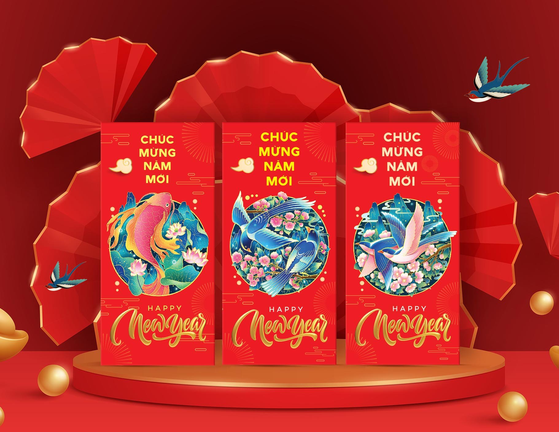 Combo 100 Bao lì xì truyền thống tết 2022