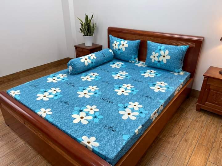 Bộ drap ga giường nệm 30cm thun lạnh hàn quốc gồm 1 drap 2 áo gối nằm 1 áo gối ôm