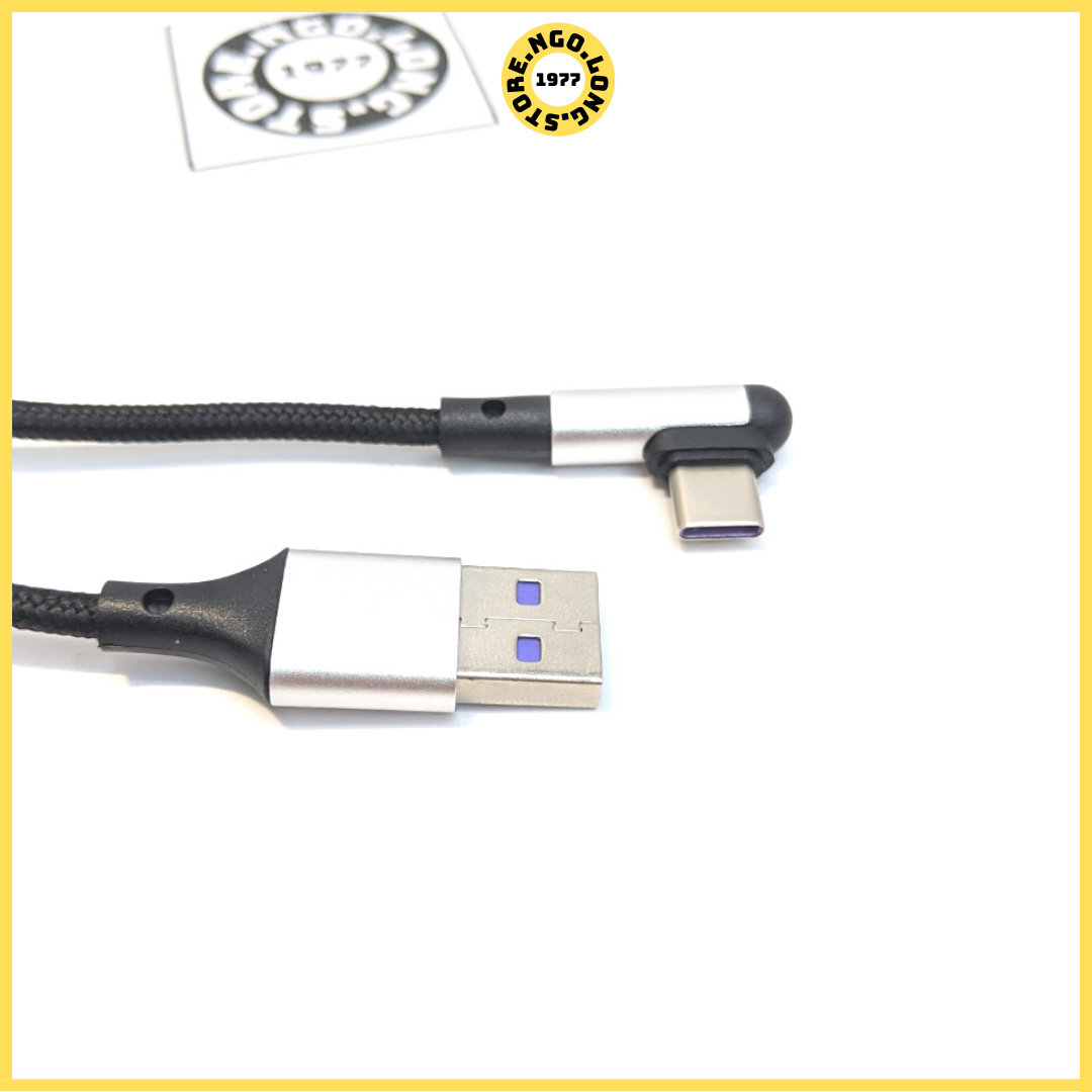 Dây Cáp Sạc Gập Đầu 1m2/ Cáp Sạc Nhanh 3A (Truyền Dữ Liệu) / Micro usb, type c, iphone, samsung - ( cáp sạc không vướng tay khi chơi game )