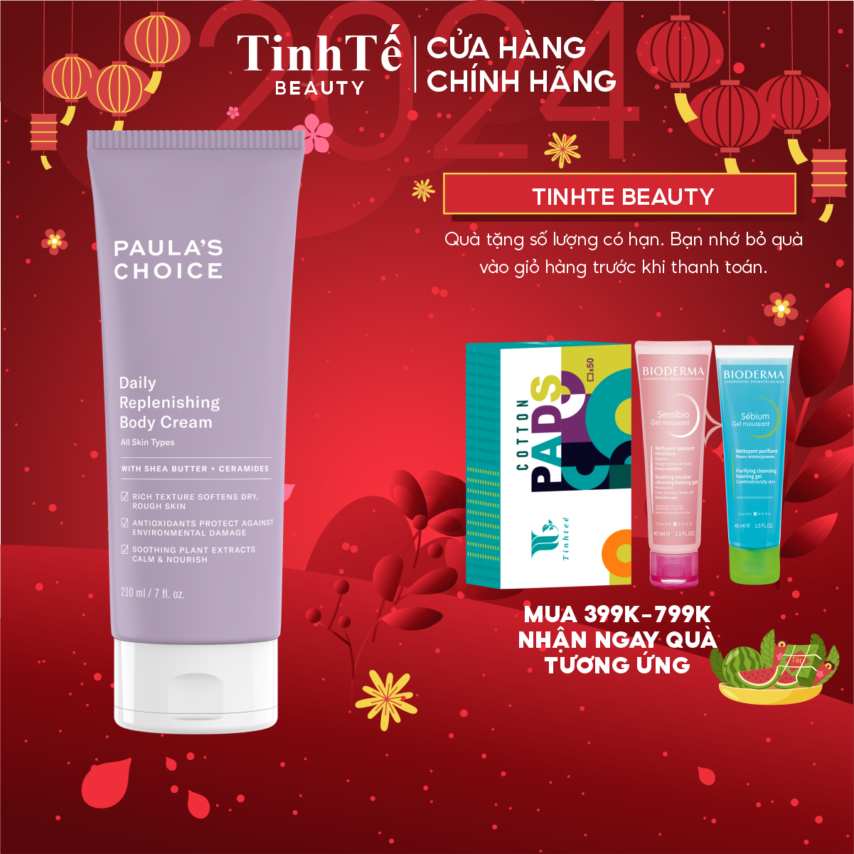 Kem dưỡng thể giúp săn chắc làm mềm mượt da Paulas Choice Daily Replenishing Body Cream 210ml