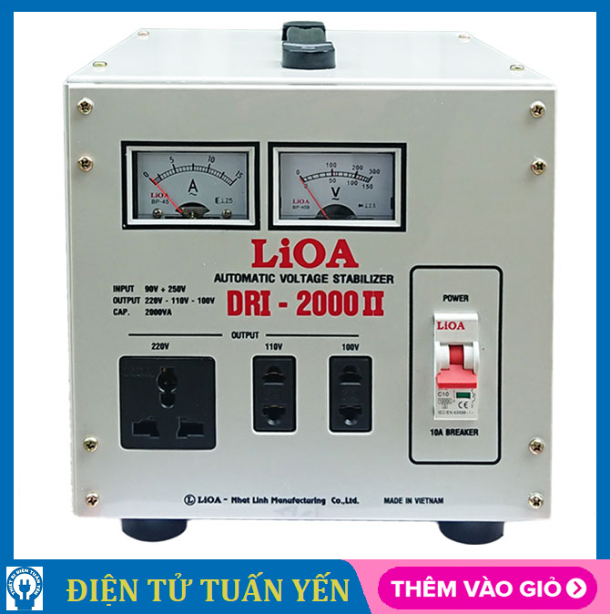 Ổn áp 1 pha lioa dri-2000ii 2kva ổn định dòng điện, 100% dây lõi đồng nguyên chất - hàng chính hãng