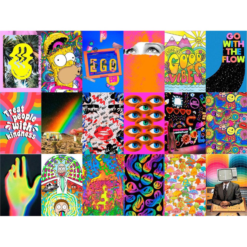 [HCM][FREESHIP EXTRA] Wall Collage dán tường trang trí decor phòng ngủ - theme Psychedelic indie