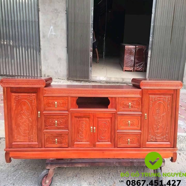 kệ tivi mõ lõm gỗ hương đá