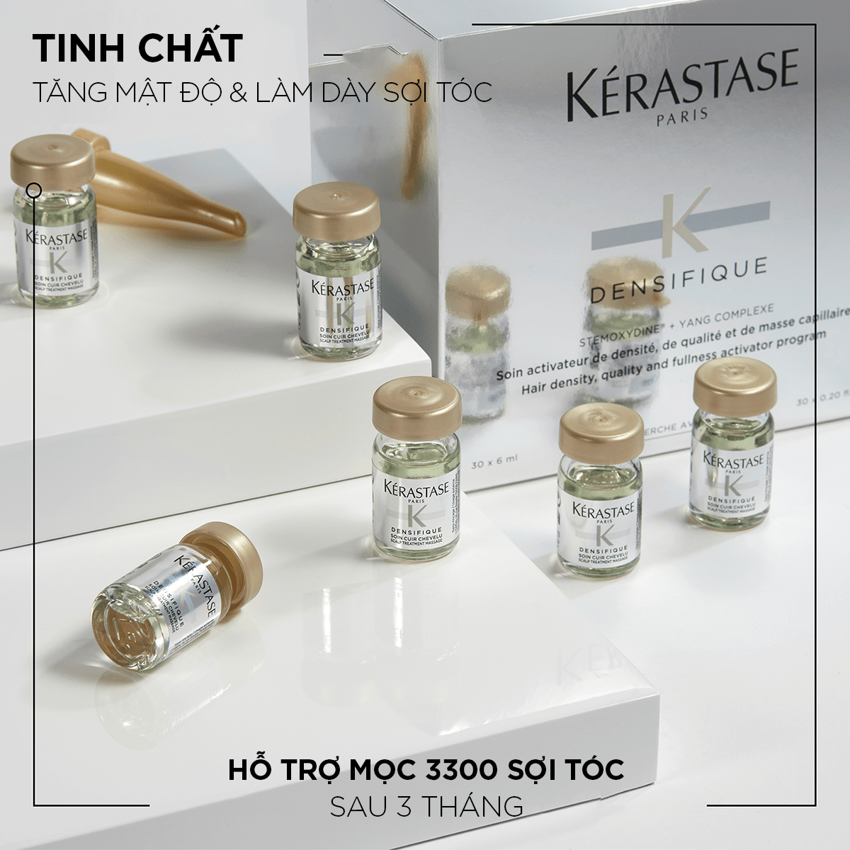 Tinh chất giúp tăng mật độ và làm dày tóc, hỗ trợ nang tóc hoạt động tối ưu - Kérastase Densite Cure 30x6ml