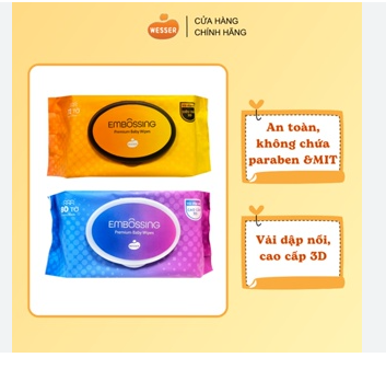 KHĂN ƯỚT WESSER HÀN QUỐC KHÔNG MÙI GÓI 80 MIẾNG ( MẪU MỚI)