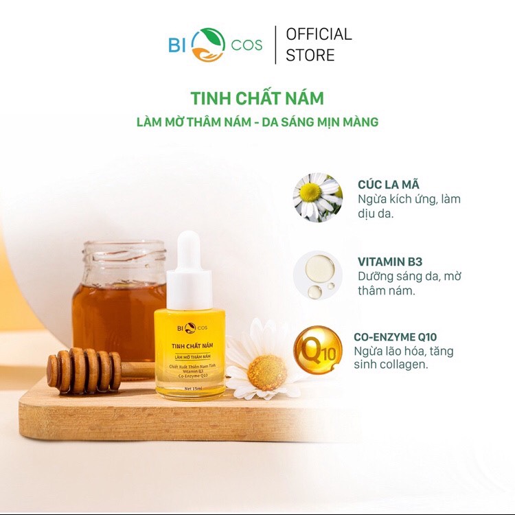 Combo Dưỡng Sáng Da,Mờ Thâm Nám BIOCOS ( Kem Dưỡng B5- 20gr ,Tinh Chất Nám 30ml ,Tinh Chất Sáng Da 30ml)