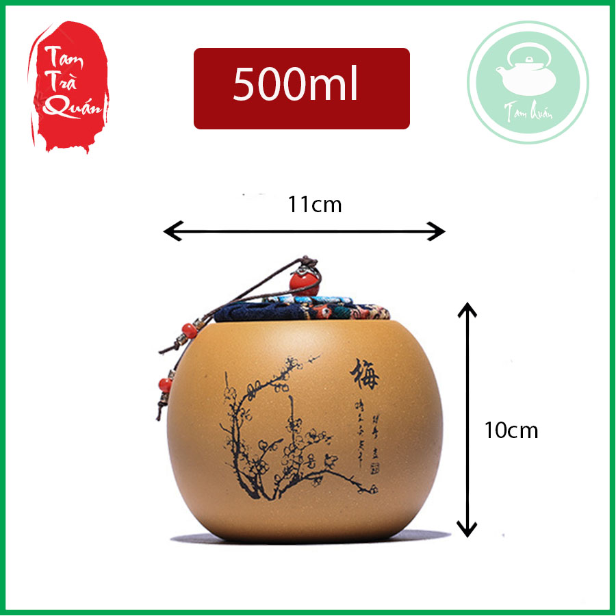 Hũ bình đựng trà gốm Nghi Hưng 500ml
