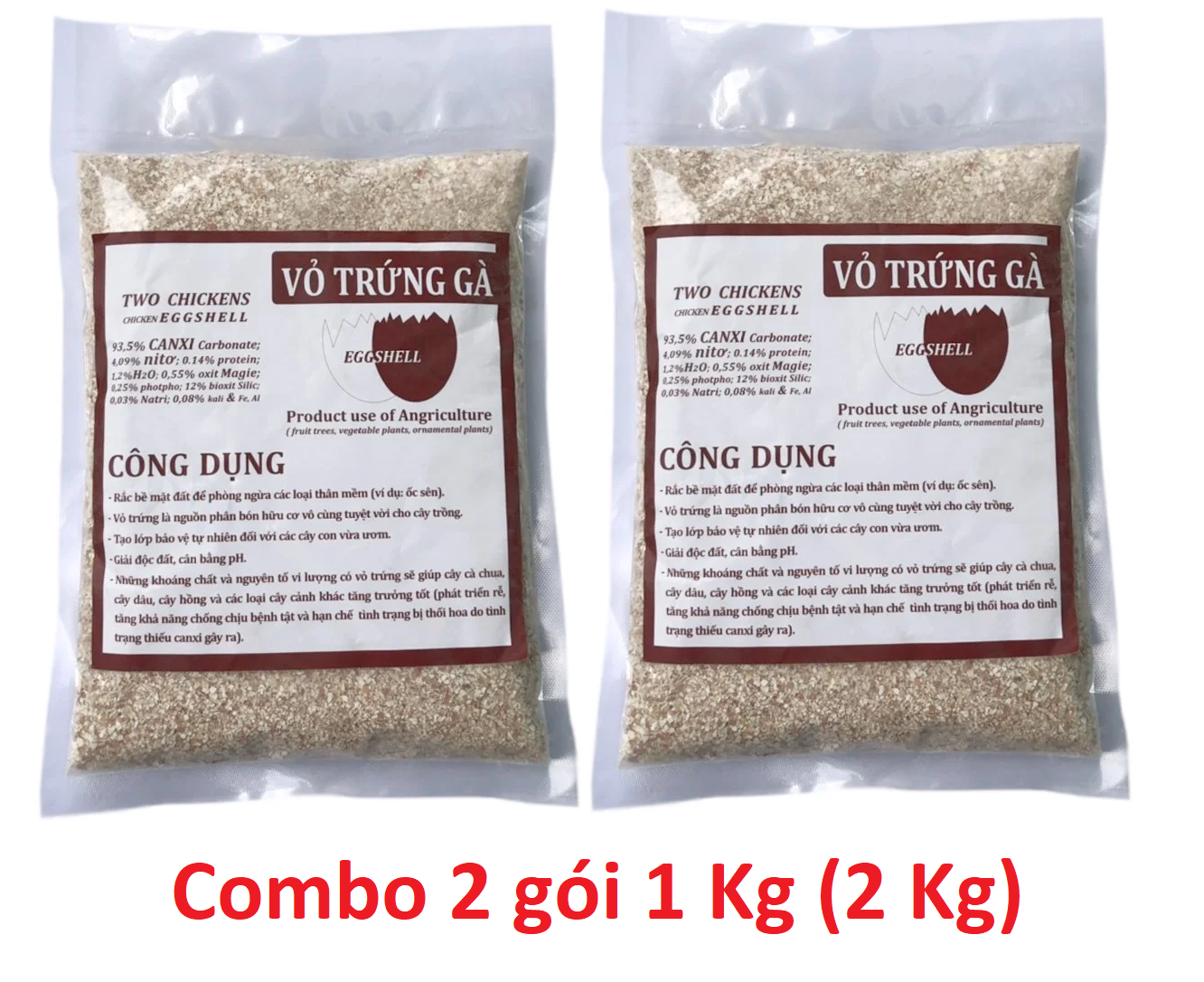 [HCM]Vỏ trứng gà bổ sung canxi và khoáng chất cho cây 2 Kg - Combo 2 gói 1 kg | VTNN Nông Điền Trang