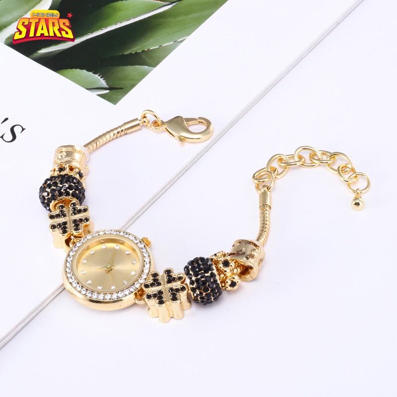 [HCM]Đồng hồ nữ đẹp chính hãng sang trọng phong cách Pandora Mặt nhỏ Kim cương vòng lắc tay charm [Tặng kèm hộp] Honey Stars 665598