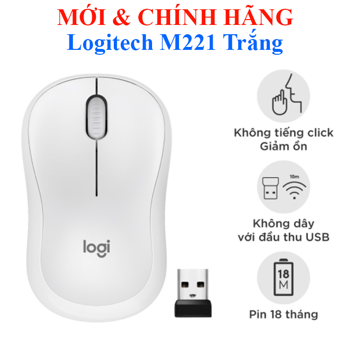 Chuột không dây logitech m220 , m221 silent giảm 90% tiếng ồn