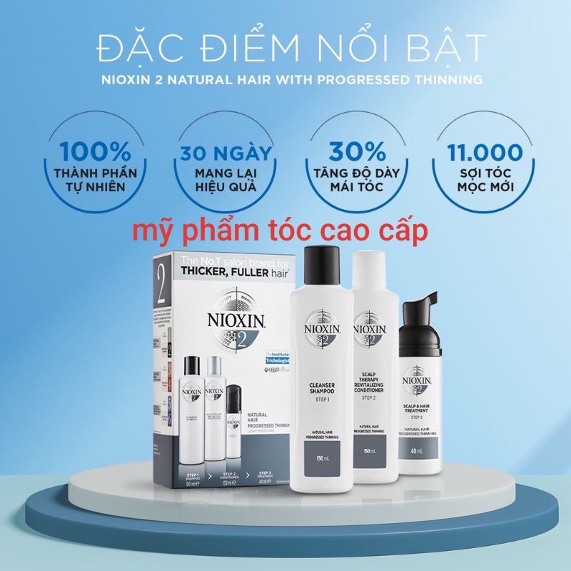 Bộ dầu gội Nioxin TrialKit chống rụng tóc System 2 150ml 2019 ( Natural Hair)