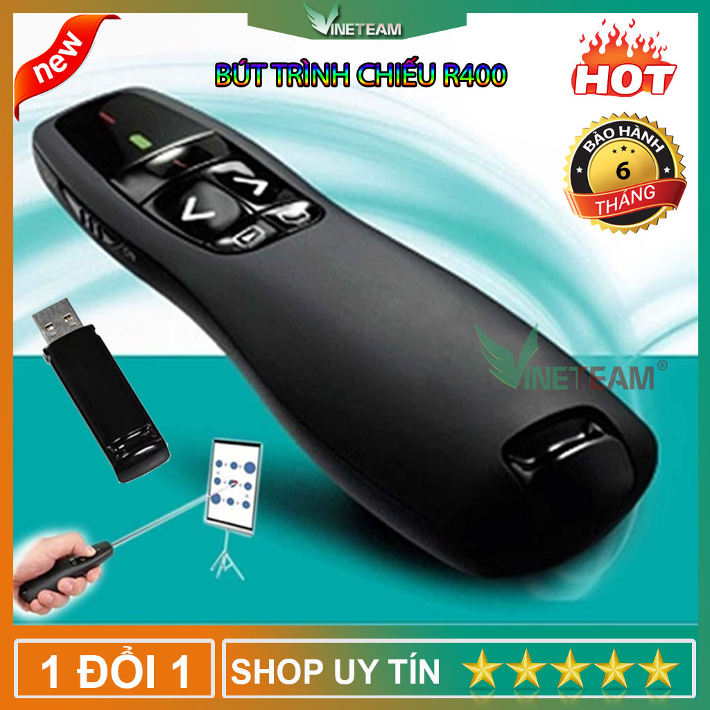Bút trình chiếu powerpoint r400 đa năng laser slide 2021 mẫu mới