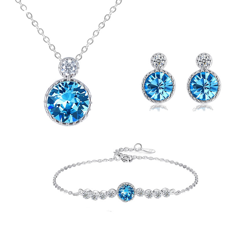 Bộ trang sức bạc nữ cao cấp 3 món đính đá - bộ đá 03- bảo ngọc jewelry