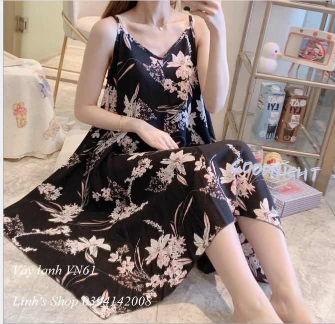 Váy 2 Dây Lanh Mặc Nhà VN61