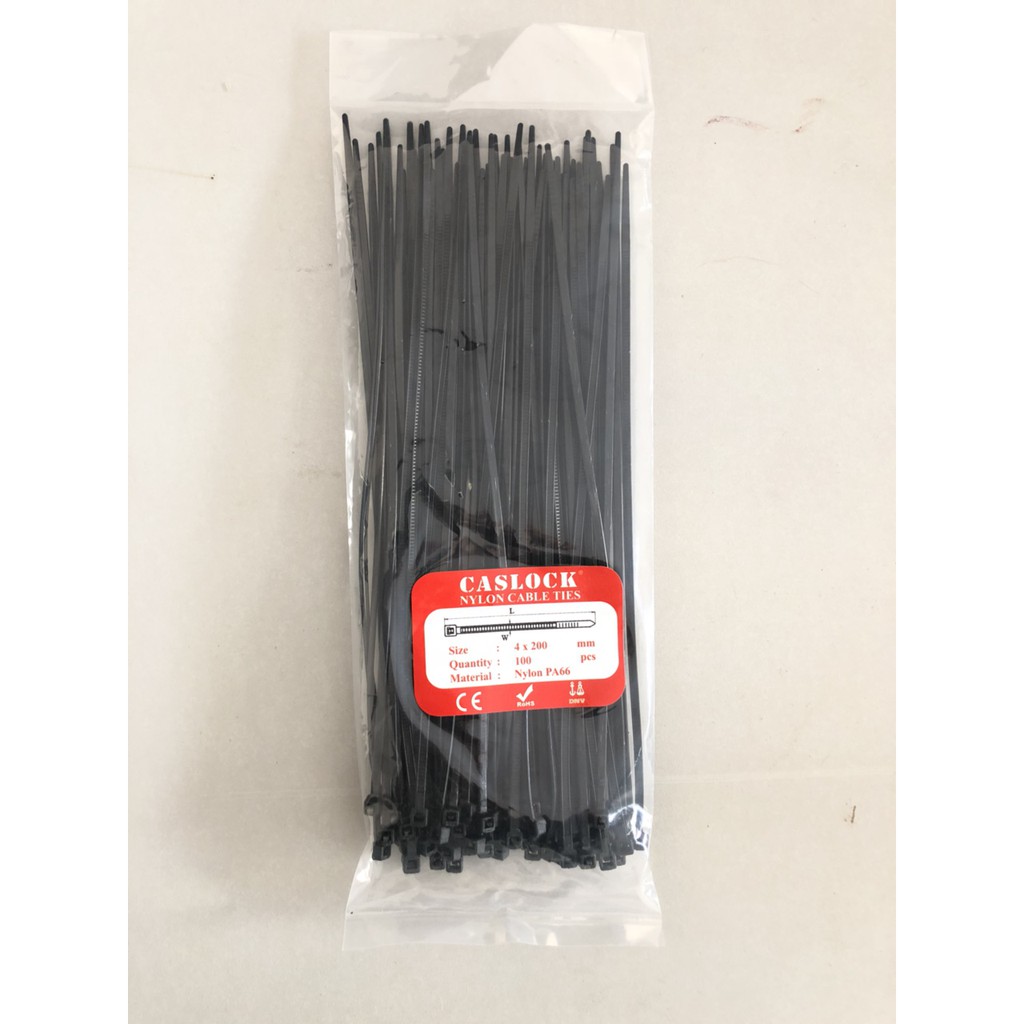 Bộ 80 sợi Dây Rút Nhựa Màu Đen Khóa Siêu Chắc Size 4*200