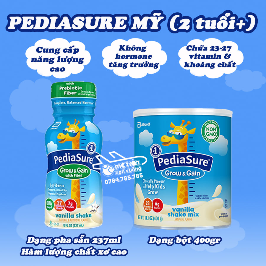 Sữa bột Pediasure Grow & Gain vị vani 400gr