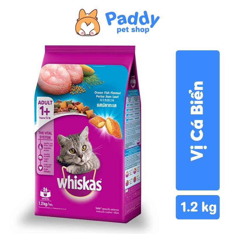 Whiskas Thức Ăn Hạt Cho Mèo Vị Cá Biển - 1.2kg