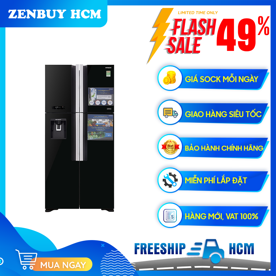 [HCM][Trả góp 0%]TỦ LẠNH HITACHI R-FW690PGV7 (GBK)